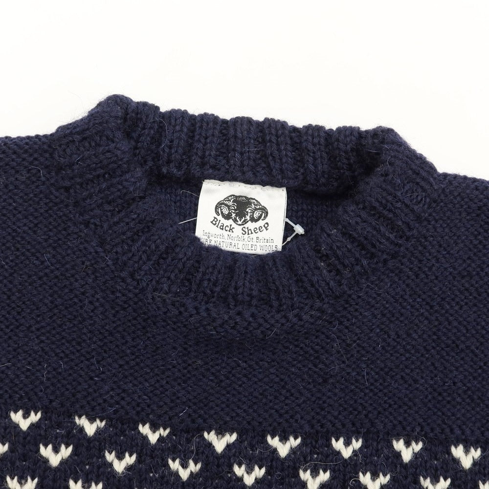 [Used] Black Sheep Low Gauge Wool Crew Neck Knit Navy x Off White [Size M] [NVY] [A/W] [Condition Rank B] ​​[Men&