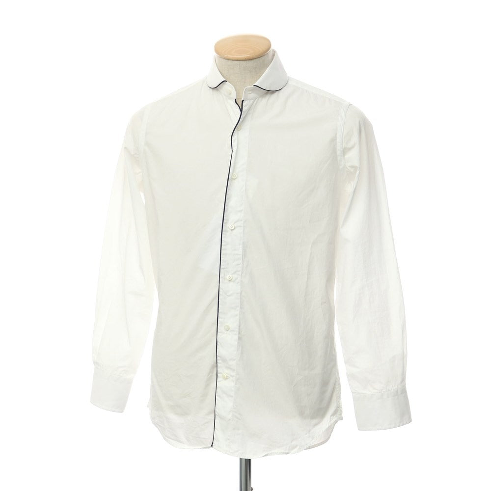 [Used] Bagutta Cotton Round Collar Dress Shirt White x Navy [Size XS] [WHT] [S/S/A/W] [Condition Rank B] ​​[Men&