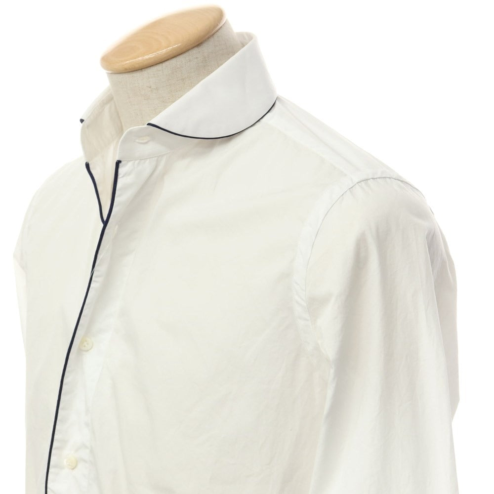 [Used] Bagutta Cotton Round Collar Dress Shirt White x Navy [Size XS] [WHT] [S/S/A/W] [Condition Rank B] ​​[Men&