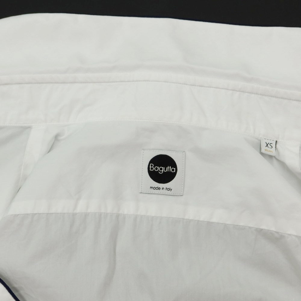 [Used] Bagutta Cotton Round Collar Dress Shirt White x Navy [Size XS] [WHT] [S/S/A/W] [Condition Rank B] ​​[Men&