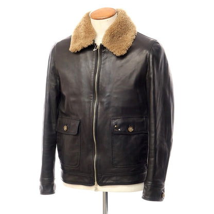[Used] Delan Padded Zip-up Leather Blouson with Boa Collar, Black [Size 48] [BLK] [A/W] [Condition Rank B] ​​[Men&