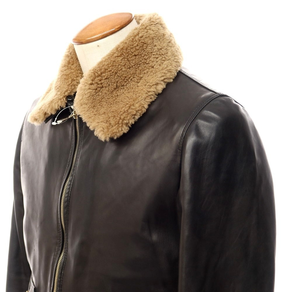 【中古】デラン Delan 中綿入り 襟ボア付き ジップアップ レザーブルゾン ブラック【サイズ48】【BLK】【A/W】【状態ランクB】【メンズ】【768895】 BPD