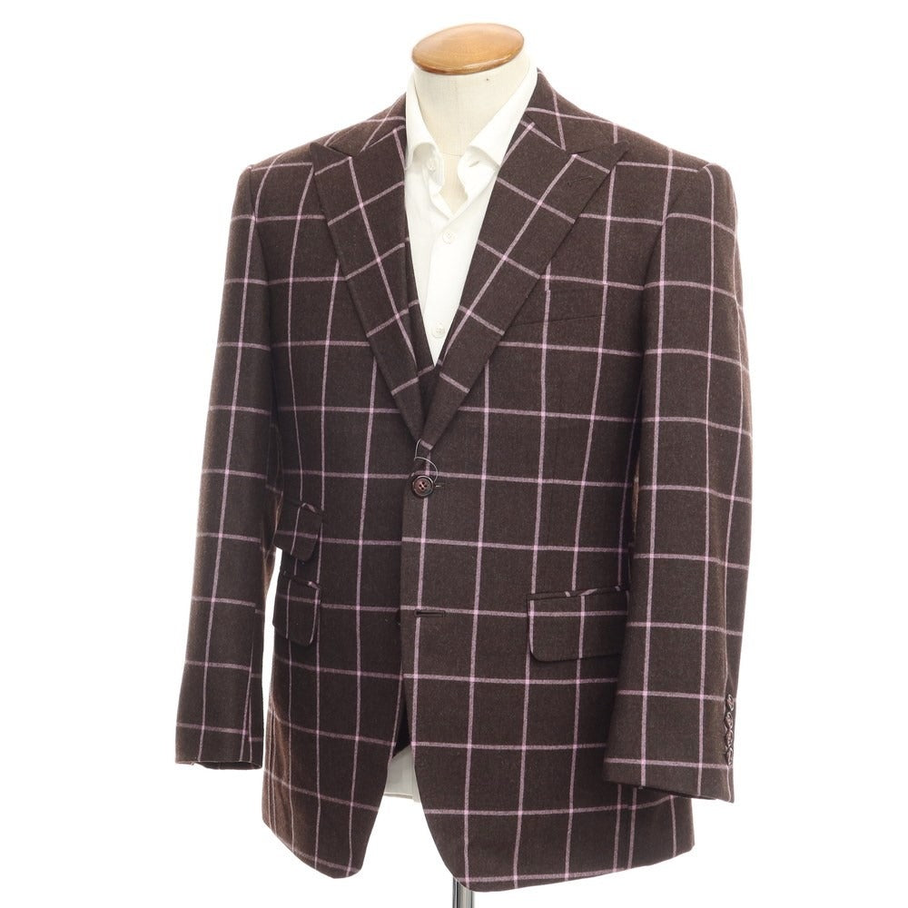 [Used] Takashimaya takashimaya Two-piece wool check tailored jacket Dark grayish brown x pink purple [Size 86] [BRW] [A/W] [Condition rank B] ​​[Men&