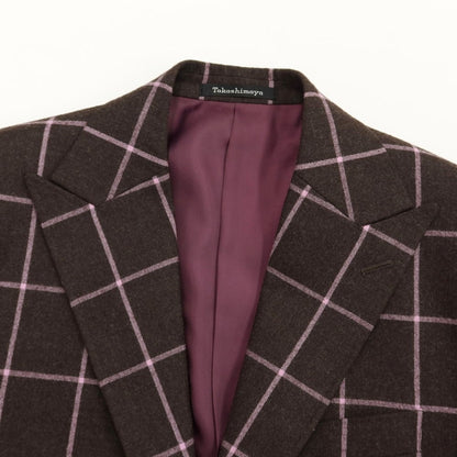 [Used] Takashimaya takashimaya Two-piece wool check tailored jacket Dark grayish brown x pink purple [Size 86] [BRW] [A/W] [Condition rank B] ​​[Men&