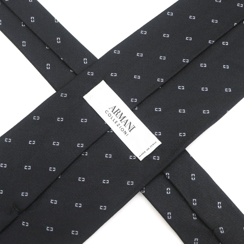 [Used] ARMANI COLLEZIONI Small Pattern Tri-Fold Silk Tie Black [BLK] [S/S/A/W] [Condition Rank C] [Men&