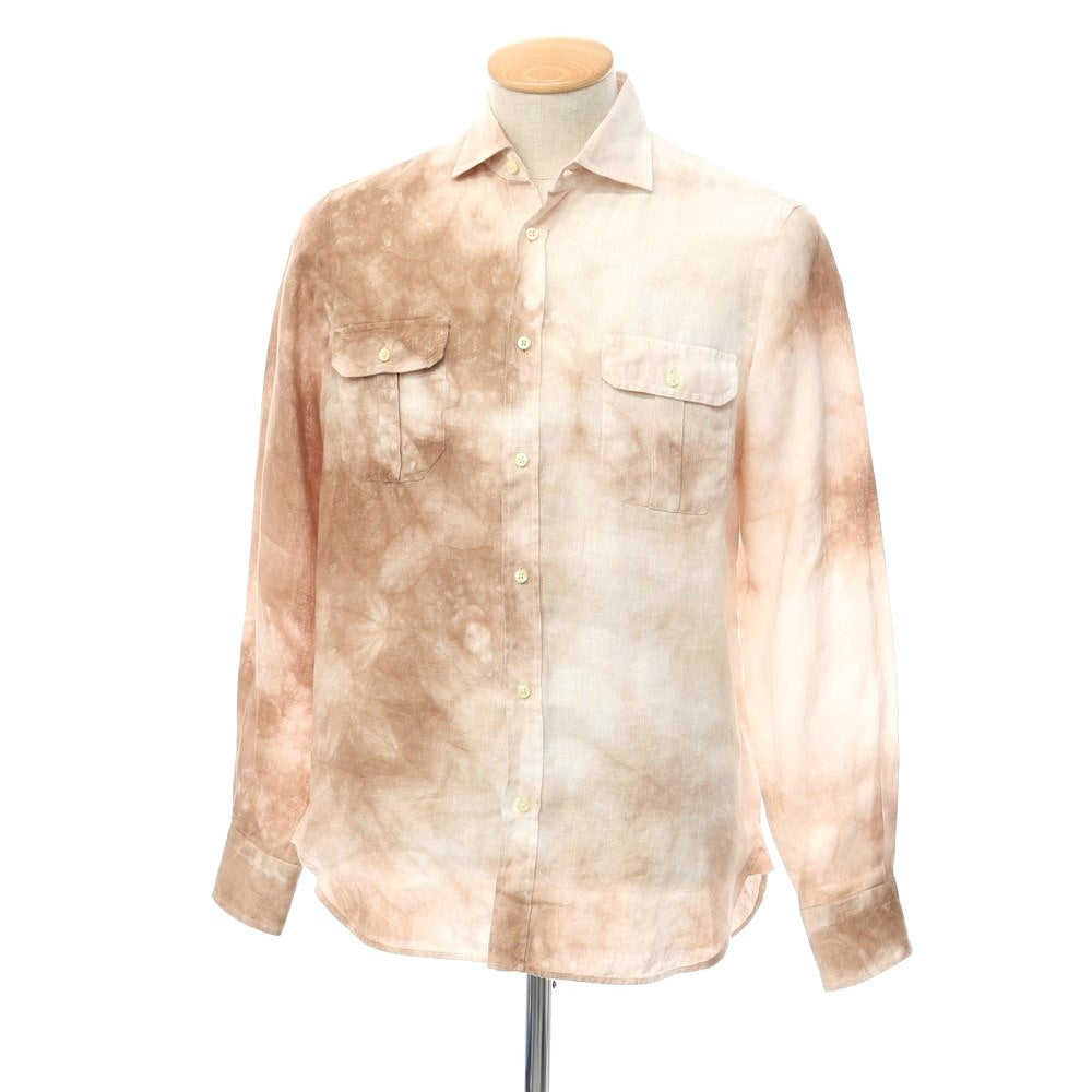 [Used] GUY ROVER Linen Uneven Dyed Casual Shirt Brown x White [Size 37] [BRW] [S/S] [Condition Rank B] ​​[Men&