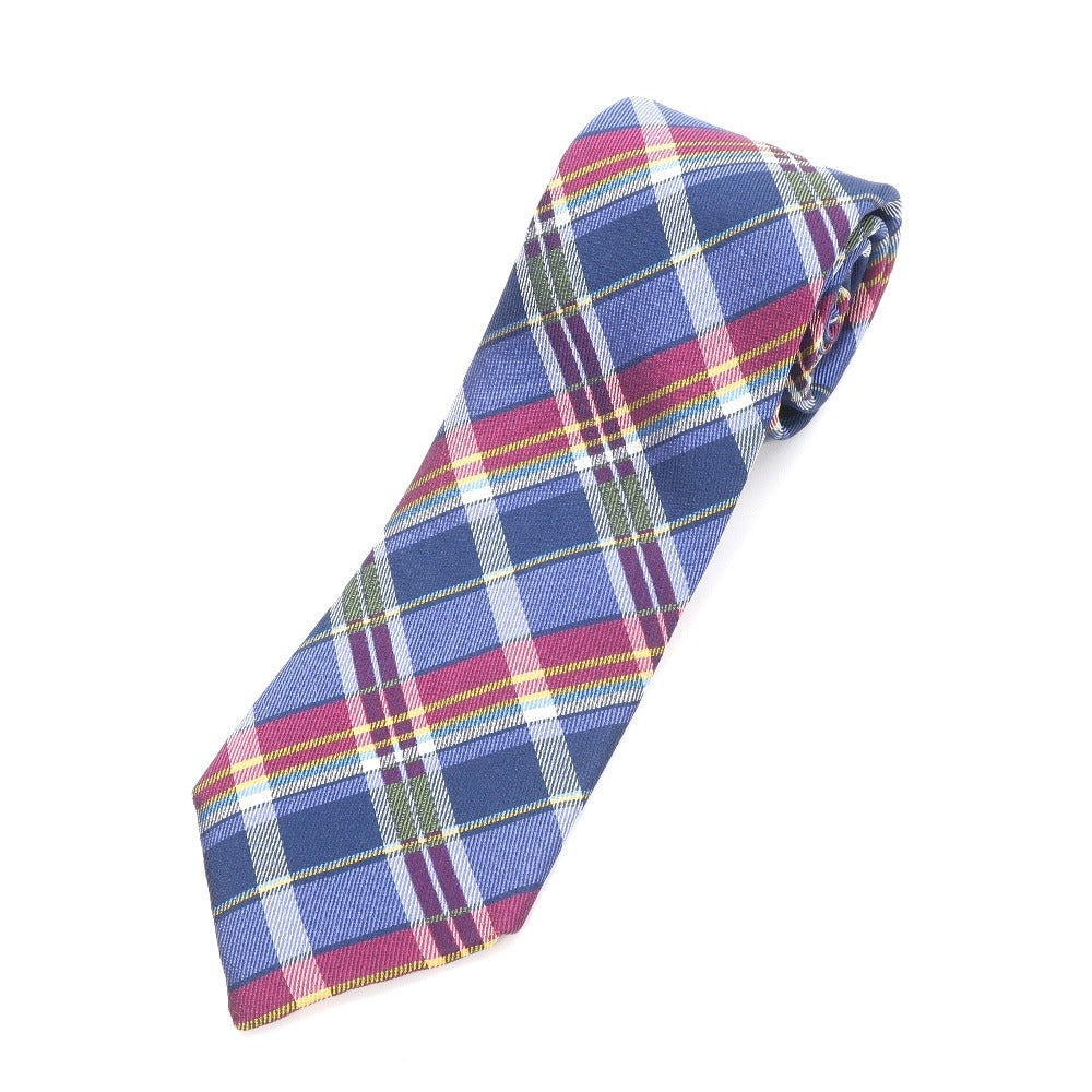 [Used] Mackintosh London Check Tri-Fold Silk Tie Blue x Pink [BLU] [S/S/A/W] [Condition Rank B] ​​[Men&