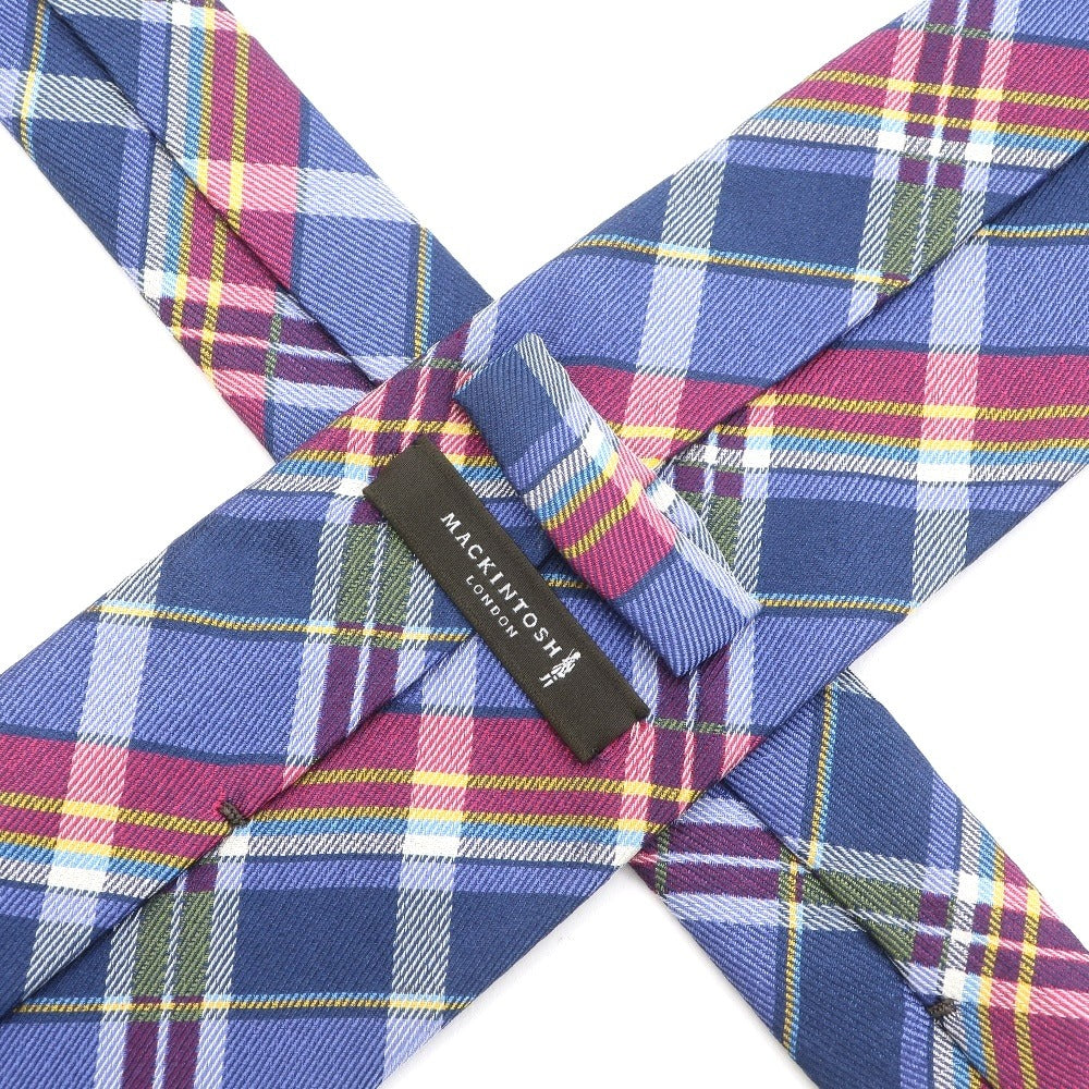 [Used] Mackintosh London Check Tri-Fold Silk Tie Blue x Pink [BLU] [S/S/A/W] [Condition Rank B] ​​[Men&