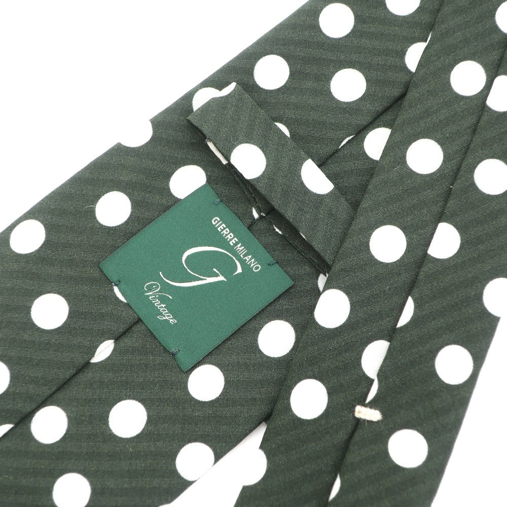 [New] GIERRE Dot Print Tri-Fold Silk Tie Dark Green [GRN] [S/S/A/W] [Condition Rank N] [Men&