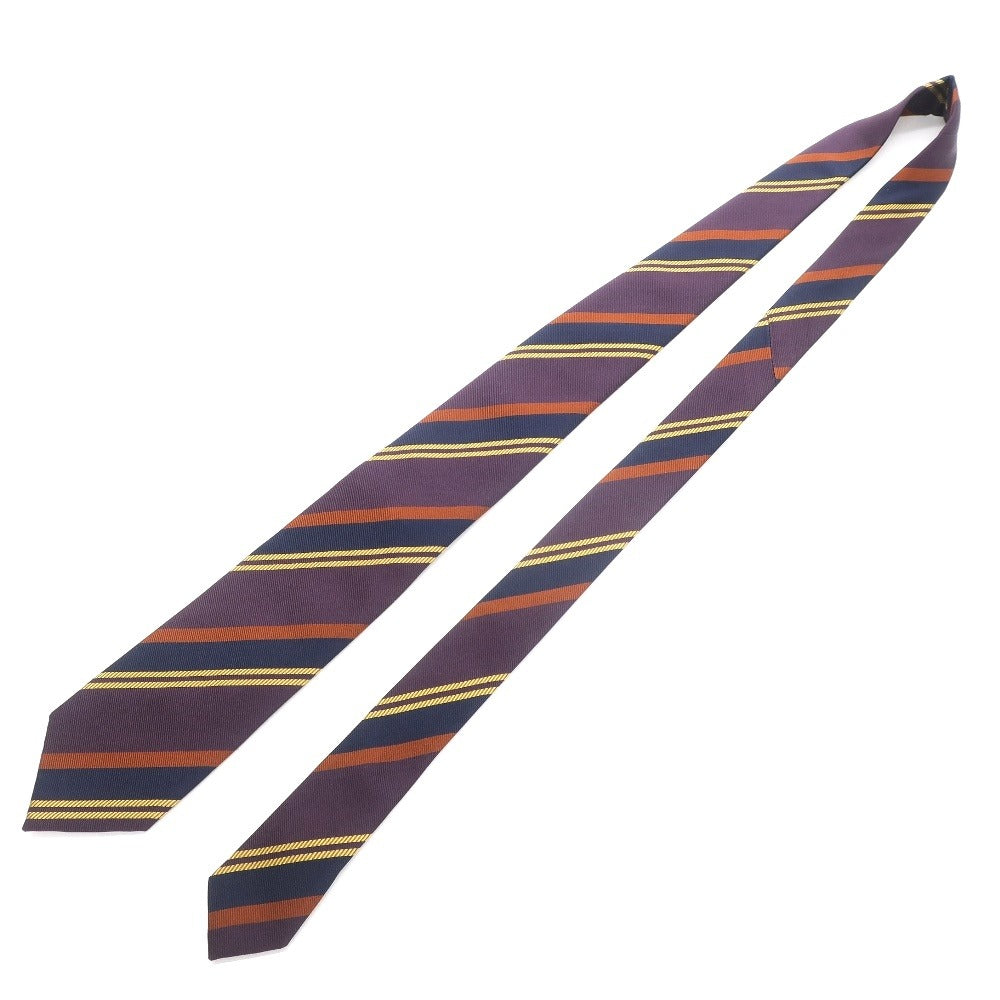 [New] GIERRE Striped 3-fold Silk Tie Purple x Yellow [PUP] [S/S/A/W] [Condition Rank N] [Men&