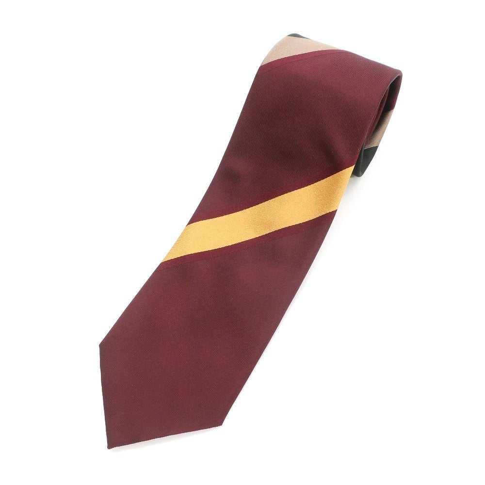 [New] GIERRE Panel Stripe Tri-Fold Silk Tie Bordeaux x Dark Green [RED] [S/S/A/W] [Condition Rank N] [Men&