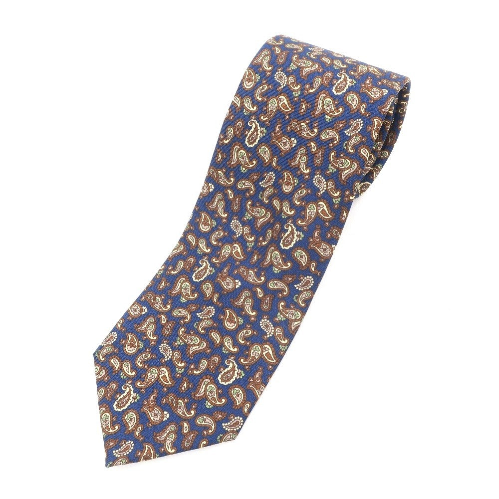 [New] GIERRE Paisley 3-fold silk tie, navy x brown [NVY] [S/S/A/W] [Condition rank N] [Men&