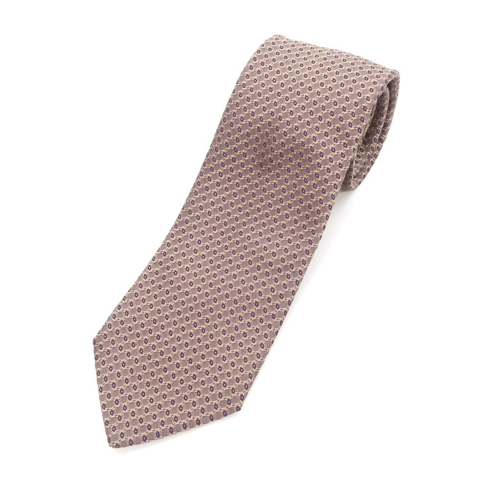 [Used] FIORIO Patterned Tri-Fold Silk Tie Beige x Purple [GLD] [S/S/A/W] [Condition Rank B] ​​[Men&