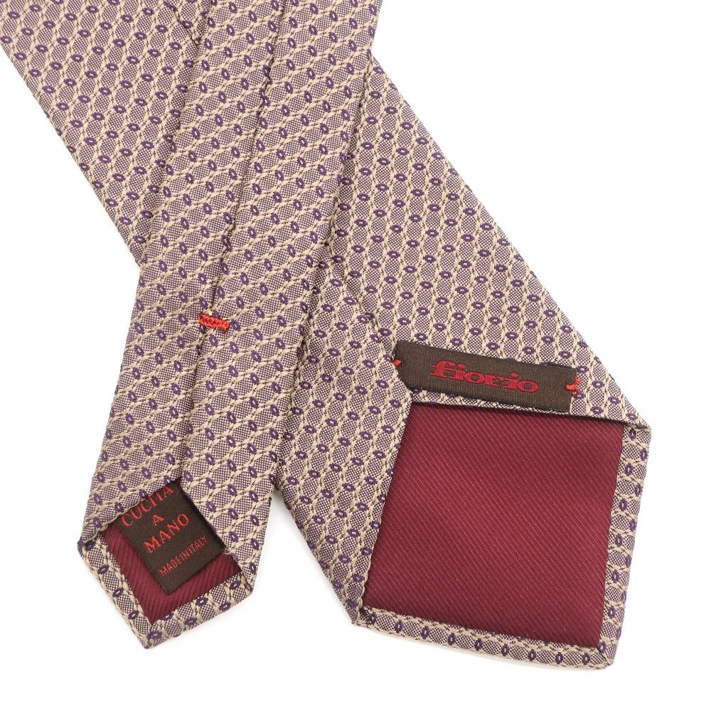 [Used] FIORIO Patterned Tri-Fold Silk Tie Beige x Purple [GLD] [S/S/A/W] [Condition Rank B] ​​[Men&