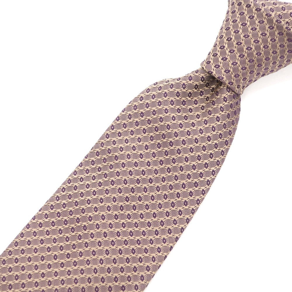 [Used] FIORIO Patterned Tri-Fold Silk Tie Beige x Purple [GLD] [S/S/A/W] [Condition Rank B] ​​[Men&