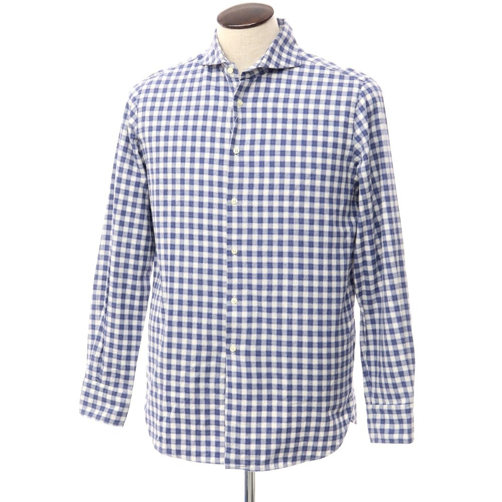 [Used] GUY ROVER Cotton Check Horizontal Collar Shirt Navy x White [Size L] [NVY] [S/S/A/W] [Condition Rank C] [Men&