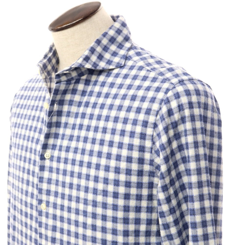 [Used] GUY ROVER Cotton Check Horizontal Collar Shirt Navy x White [Size L] [NVY] [S/S/A/W] [Condition Rank C] [Men&