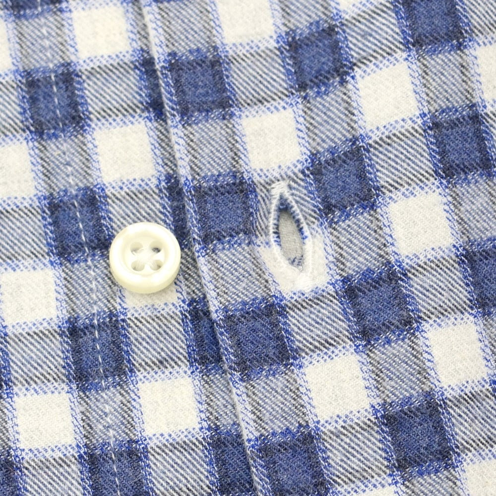 [Used] GUY ROVER Cotton Check Horizontal Collar Shirt Navy x White [Size L] [NVY] [S/S/A/W] [Condition Rank C] [Men&