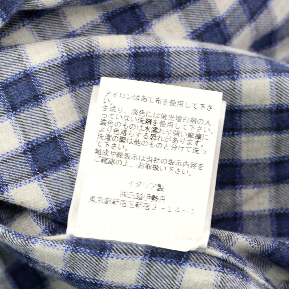 [Used] GUY ROVER Cotton Check Horizontal Collar Shirt Navy x White [Size L] [NVY] [S/S/A/W] [Condition Rank C] [Men&