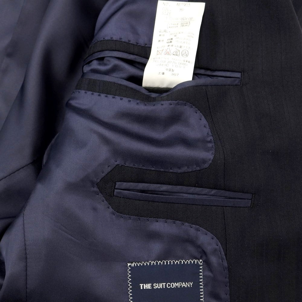 [Used] THE SUIT COMPANY Polyester wool shadow stripe 2 button suit Black navy [Size 175cm-8 Drop] [NVY] [S/S] [Condition Rank B] ​​[Men&