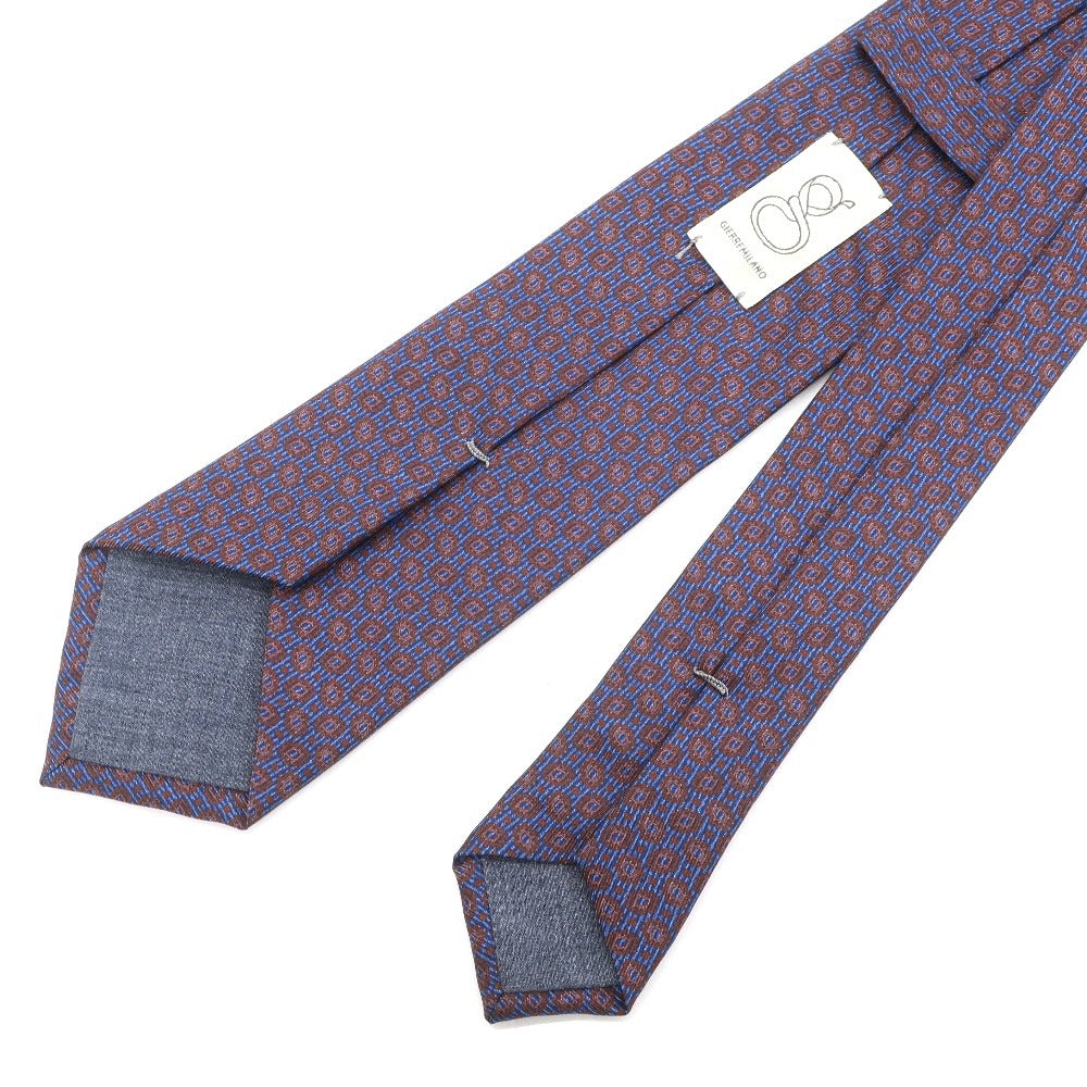 [Used] GIERRE Small Pattern Print Tri-Fold Silk Tie Blue x Orange Brown [BLU] [S/S/A/W] [Condition Rank B] ​​[Men&