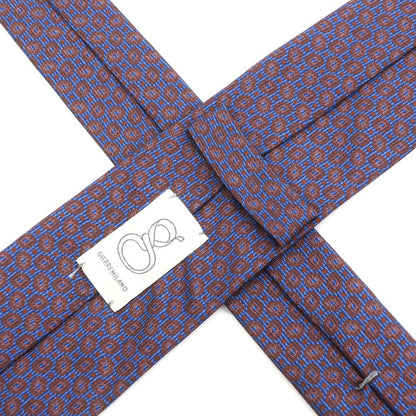 [Used] GIERRE Small Pattern Print Tri-Fold Silk Tie Blue x Orange Brown [BLU] [S/S/A/W] [Condition Rank B] ​​[Men&