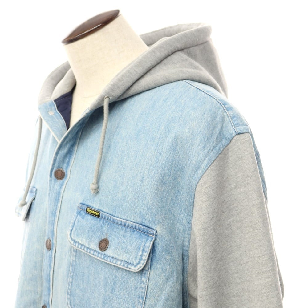 【中古】シュプリーム Supreme 2022年秋冬 Fleece Hooded Denim Shirt パーカー
 ライトブルーxグレー【サイズXL】【BLU】【A/W】【状態ランクB】【メンズ】
【769777】 APD