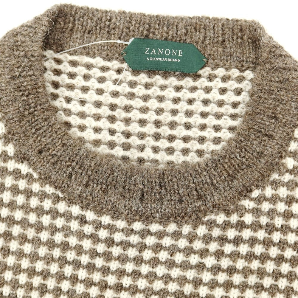 [Used] ZANONE Mid-gauge wool alpaca crew neck knit Ash brown x ivory [Size 48] [BRW] [A/W] [Condition rank B] ​​[Men&