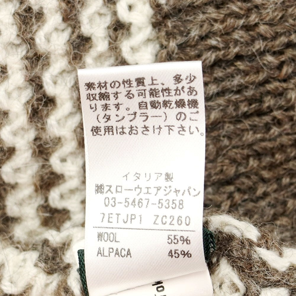 [Used] ZANONE Mid-gauge wool alpaca crew neck knit Ash brown x ivory [Size 48] [BRW] [A/W] [Condition rank B] ​​[Men&