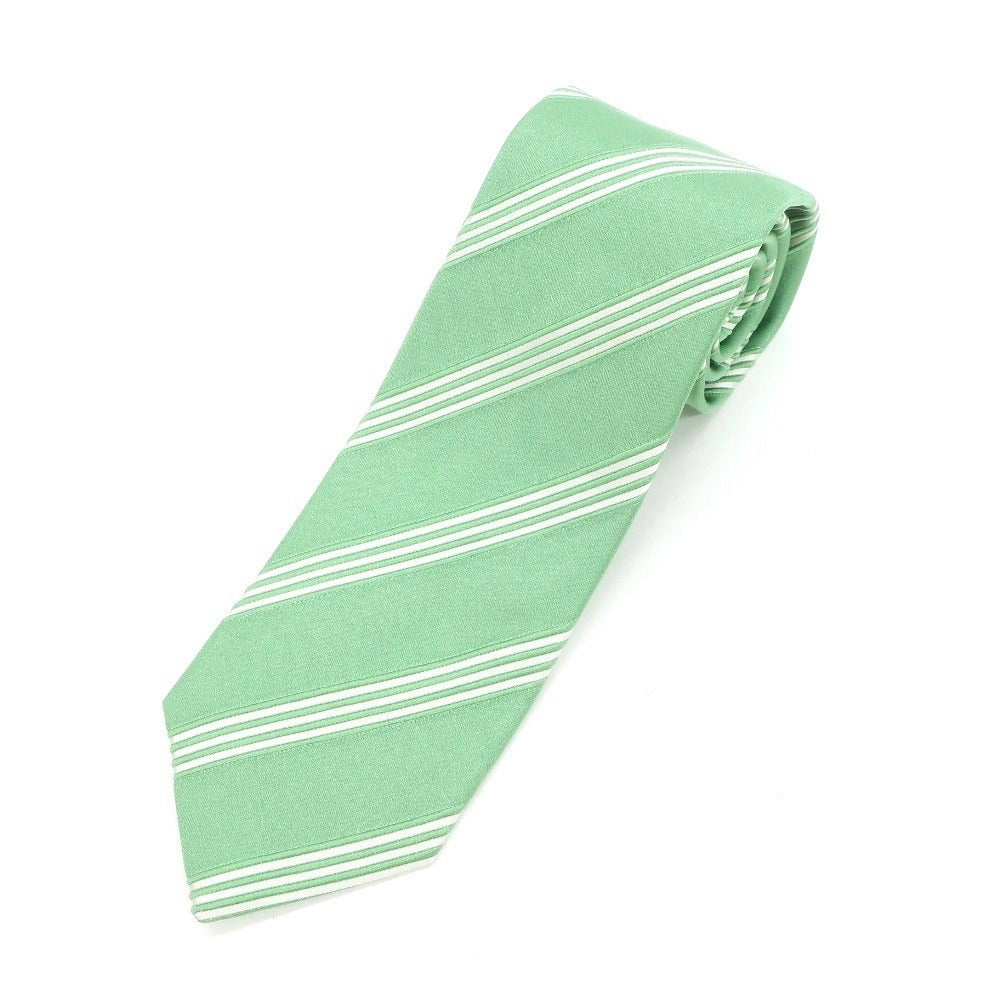 [Used] Luigi Borrelli Striped 3-fold silk tie, light green [GRN] [S/S/A/W] [Condition rank B] ​​[Men&