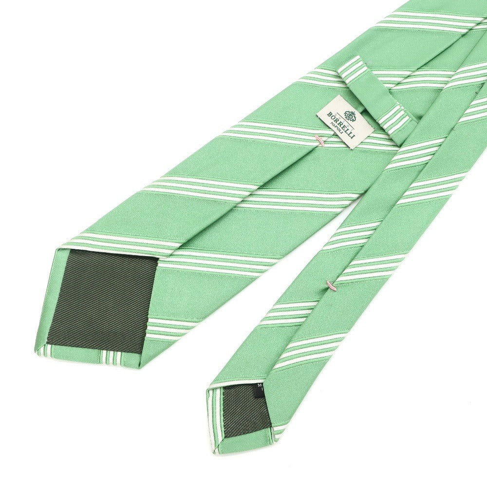 [Used] Luigi Borrelli Striped 3-fold silk tie, light green [GRN] [S/S/A/W] [Condition rank B] ​​[Men&