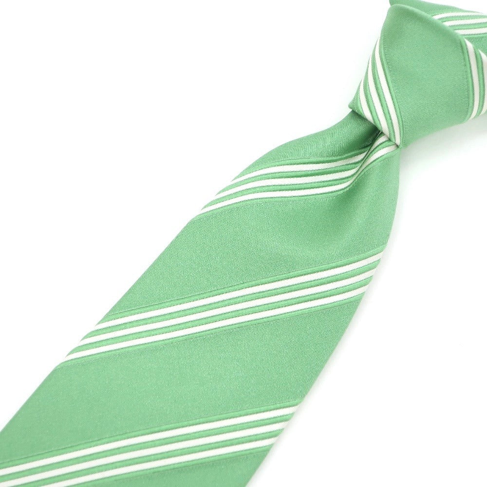 [Used] Luigi Borrelli Striped 3-fold silk tie, light green [GRN] [S/S/A/W] [Condition rank B] ​​[Men&
