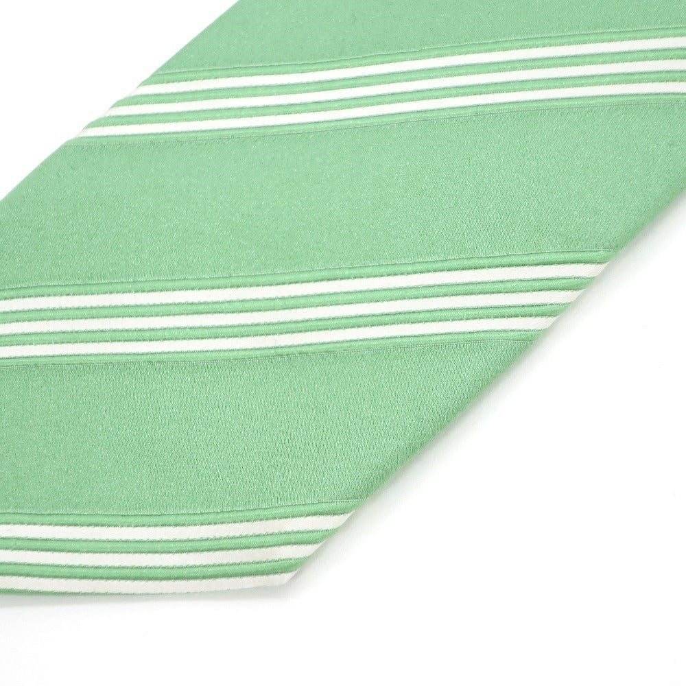 [Used] Luigi Borrelli Striped 3-fold silk tie, light green [GRN] [S/S/A/W] [Condition rank B] ​​[Men&
