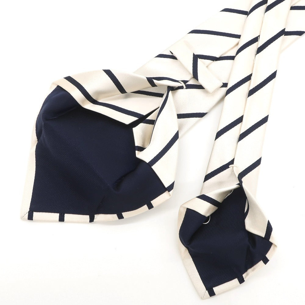 [Used] Kiton Striped Quattro Pieghe Silk Tie Off-White x Navy [WHT] [S/S/A/W] [Condition Rank B] ​​[Men&