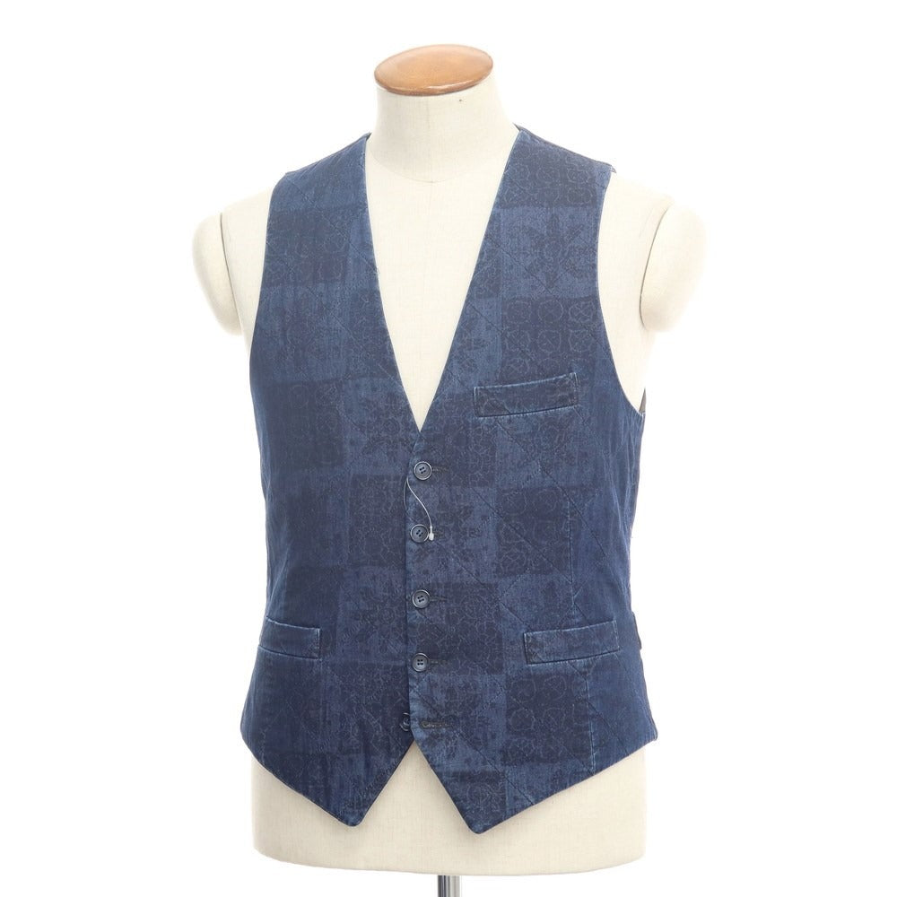 [Used] Giannetto Chambray Quilted Print Gilet Vest Navy [Size 46] [NVY] [A/W] [Condition Rank B] ​​[Men&