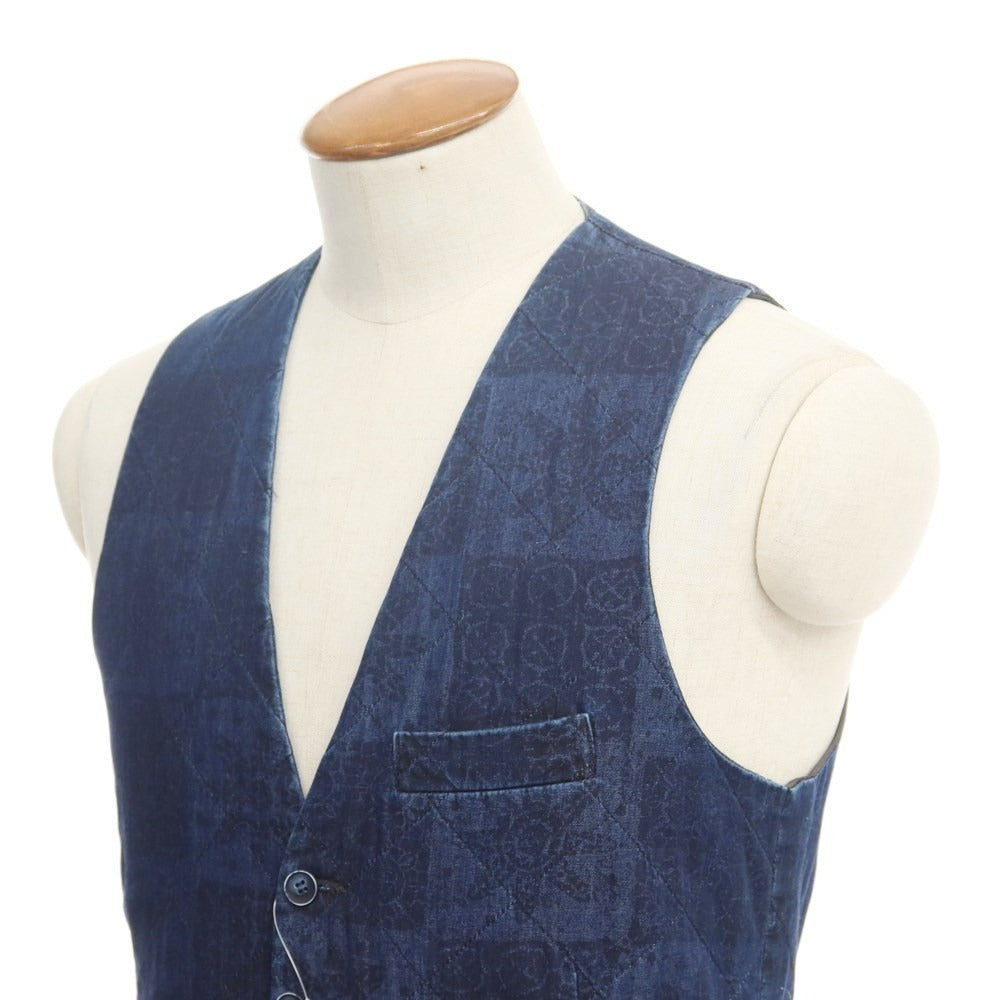 [Used] Giannetto Chambray Quilted Print Gilet Vest Navy [Size 46] [NVY] [A/W] [Condition Rank B] ​​[Men&