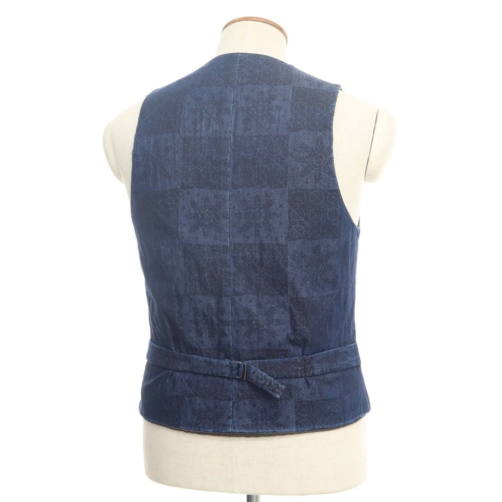 [Used] Giannetto Chambray Quilted Print Gilet Vest Navy [Size 46] [NVY] [A/W] [Condition Rank B] ​​[Men&