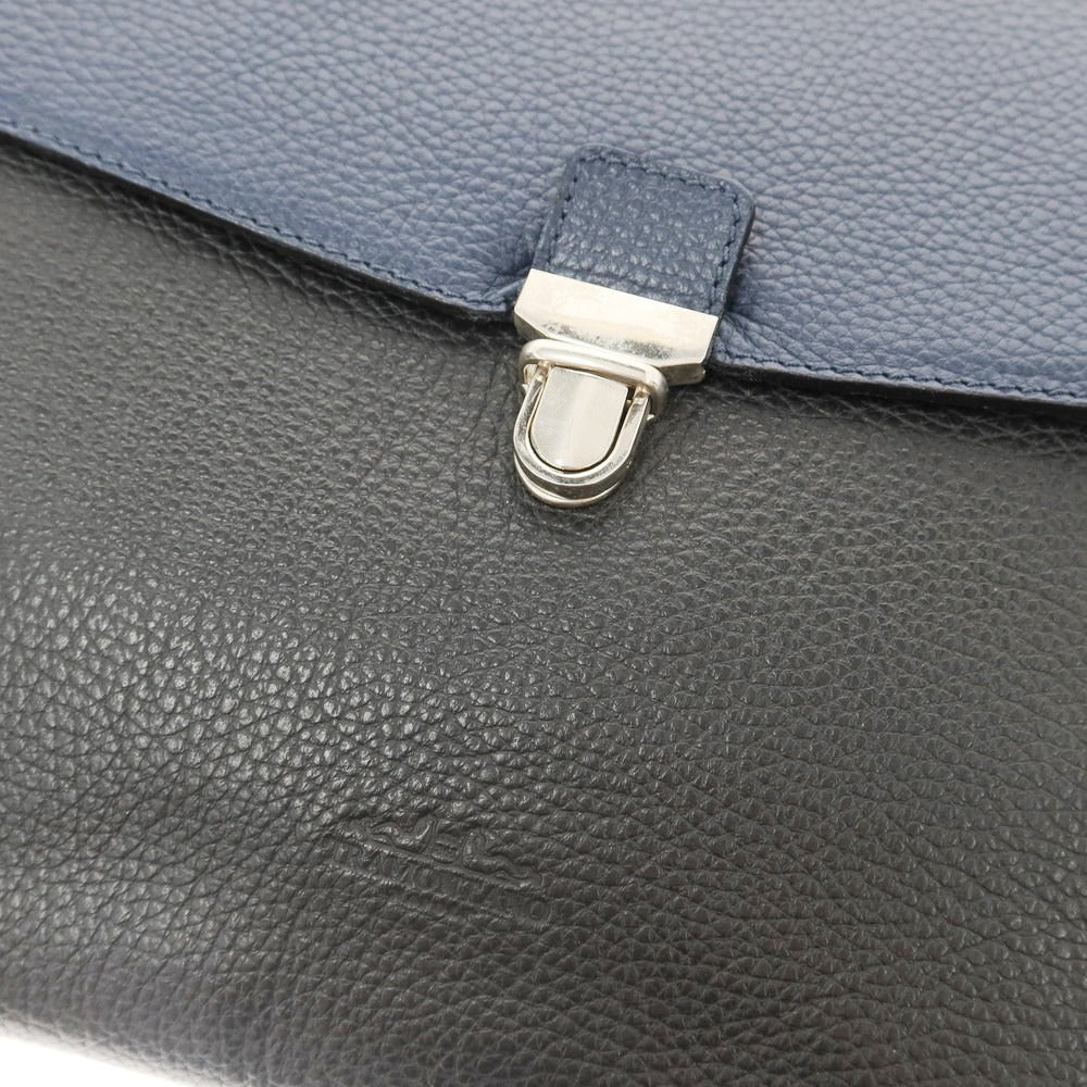 [Used] Tramontano Leather Document Clutch Bag Black x Navy [W37xH25] [BLK] [S/S/A/W] [Condition Rank C] [Men&