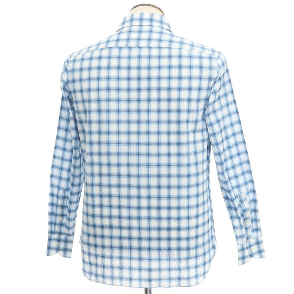 [Used] Luigi Borrelli Cotton Check Wide Collar White x Light Blue [Size 41] [BLU] [S/S/A/W] [Condition Rank B] ​​[Men&