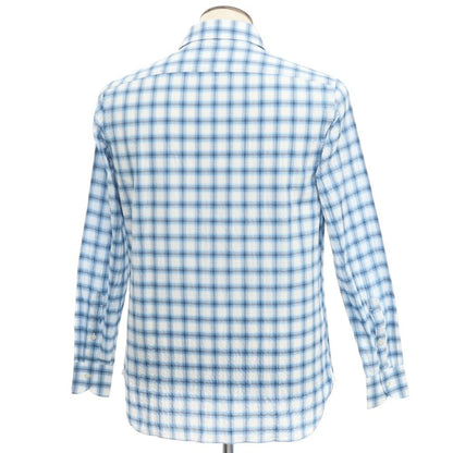 [Used] Luigi Borrelli Cotton Check Wide Collar White x Light Blue [Size 41] [BLU] [S/S/A/W] [Condition Rank B] ​​[Men&