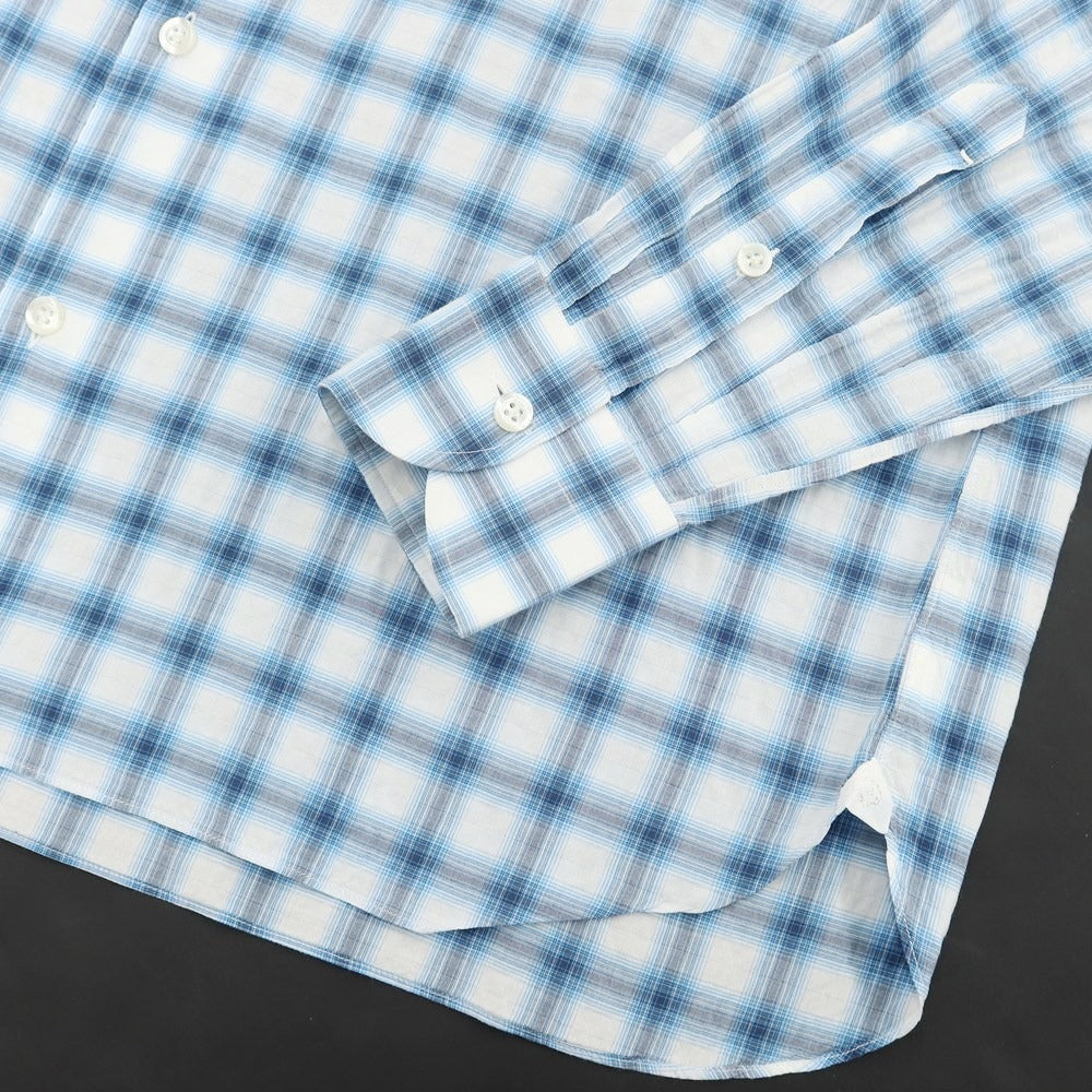 [Used] Luigi Borrelli Cotton Check Wide Collar White x Light Blue [Size 41] [BLU] [S/S/A/W] [Condition Rank B] ​​[Men&
