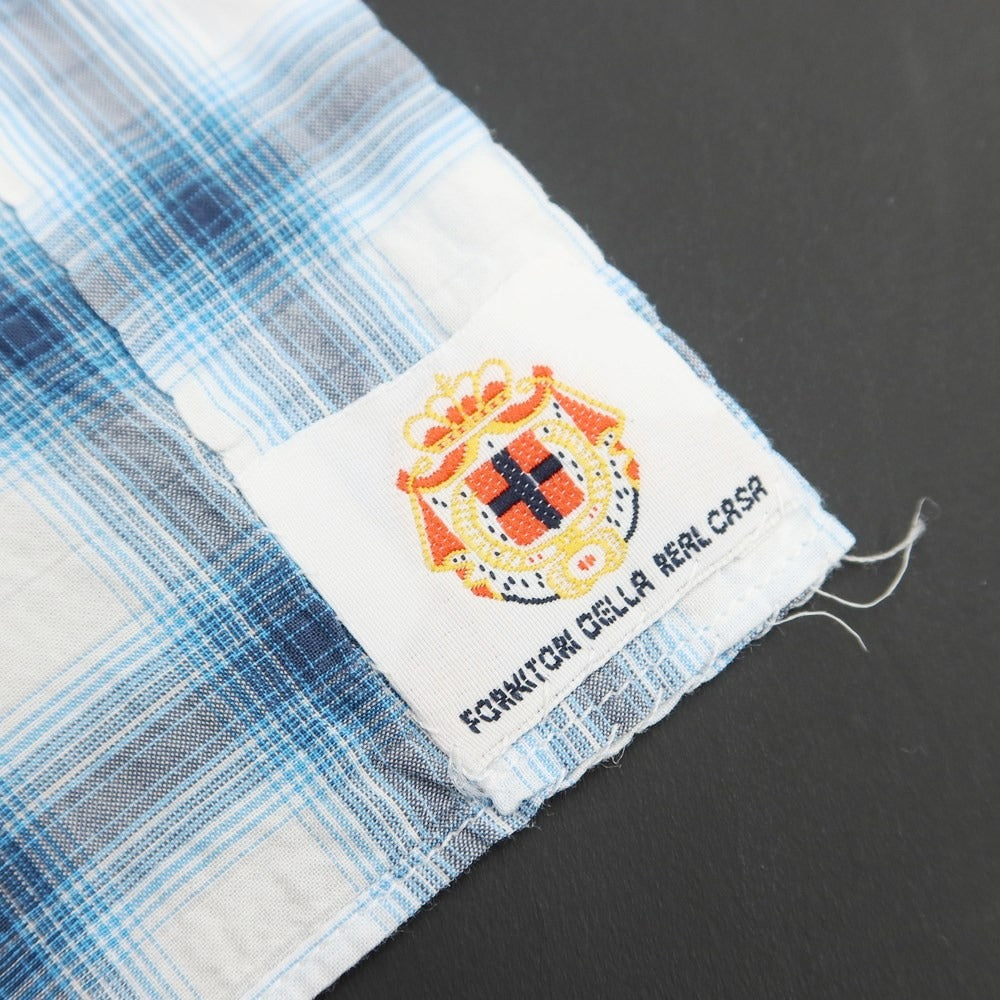 [Used] Luigi Borrelli Cotton Check Wide Collar White x Light Blue [Size 41] [BLU] [S/S/A/W] [Condition Rank B] ​​[Men&