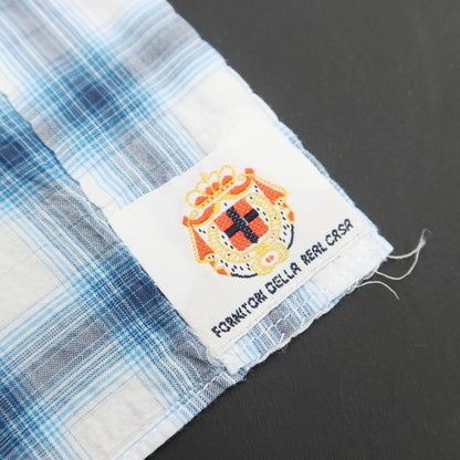 [Used] Luigi Borrelli Cotton Check Wide Collar White x Light Blue [Size 41] [BLU] [S/S/A/W] [Condition Rank B] ​​[Men&