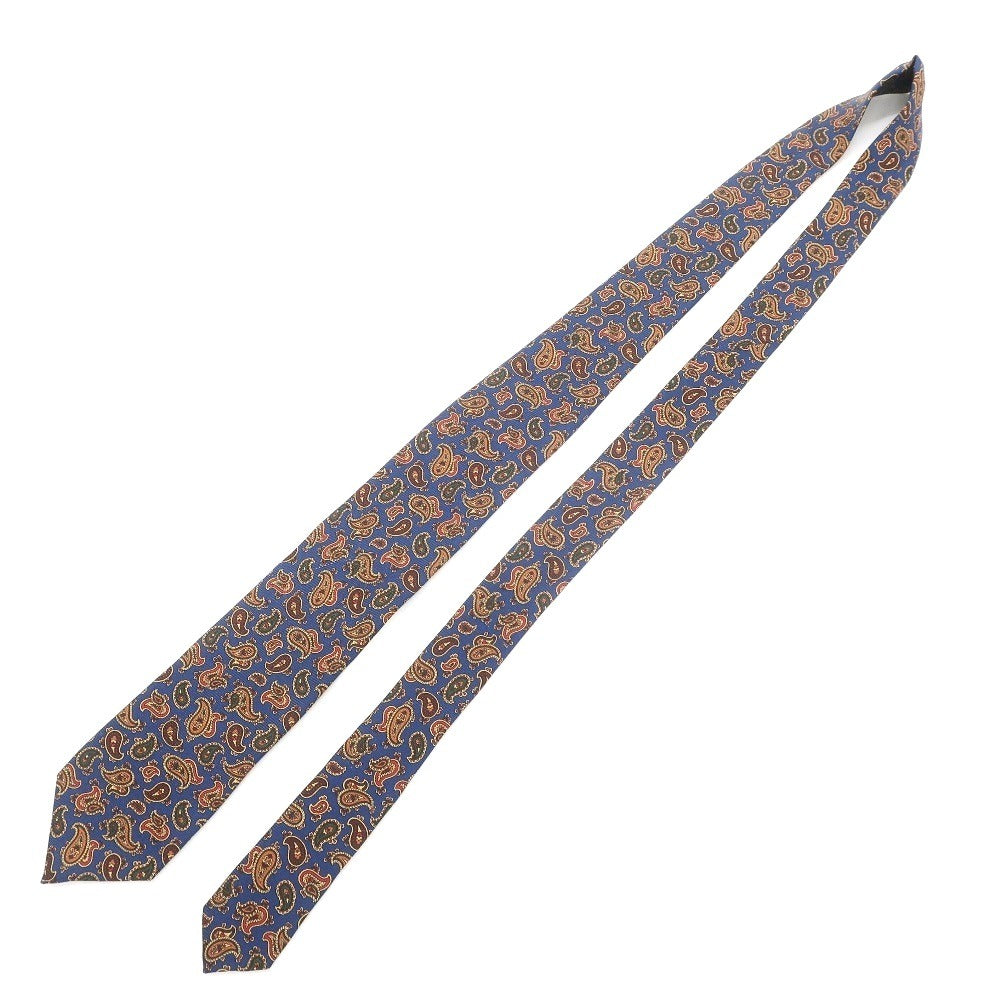 [New Outlet] GIERRE Paisley Print Tri-Fold Silk Tie Navy x Brown [NVY] [S/S/A/W] [Condition Rank N-] [Men&