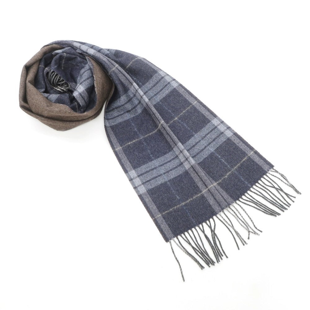 [Used] PIACENZA Silk Cashmere Check Scarf Navy x Brown [NVY] [A/W] [Condition Rank B] ​​[Men&