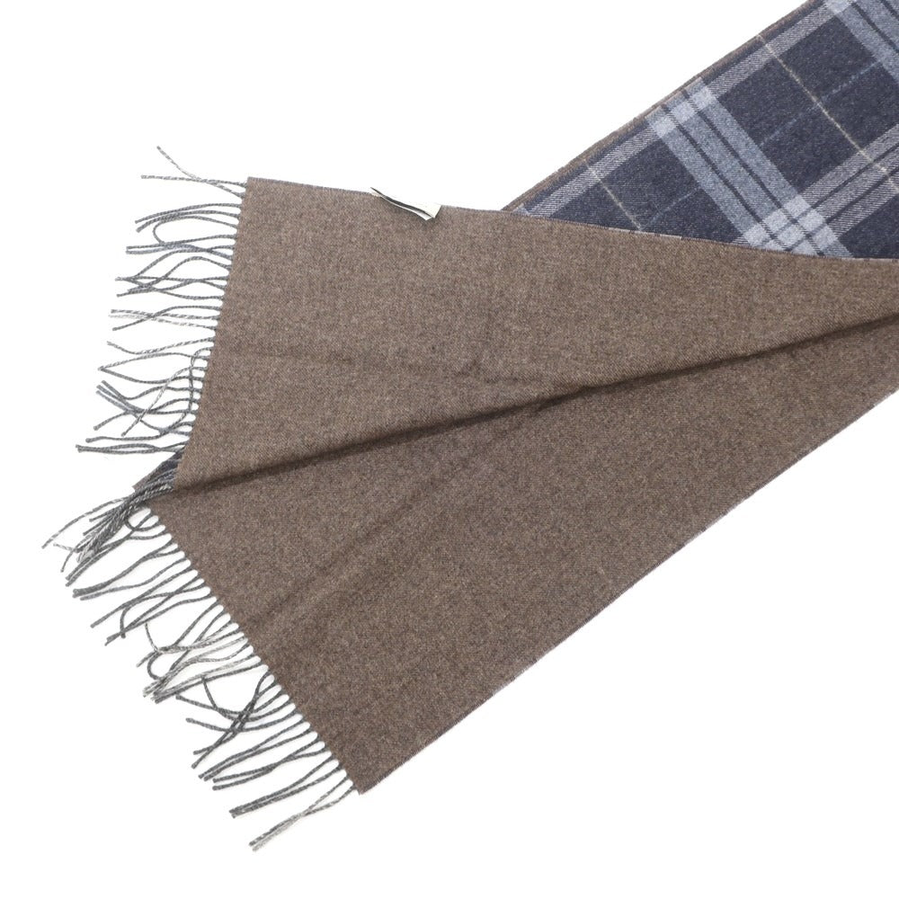 [Used] PIACENZA Silk Cashmere Check Scarf Navy x Brown [NVY] [A/W] [Condition Rank B] ​​[Men&