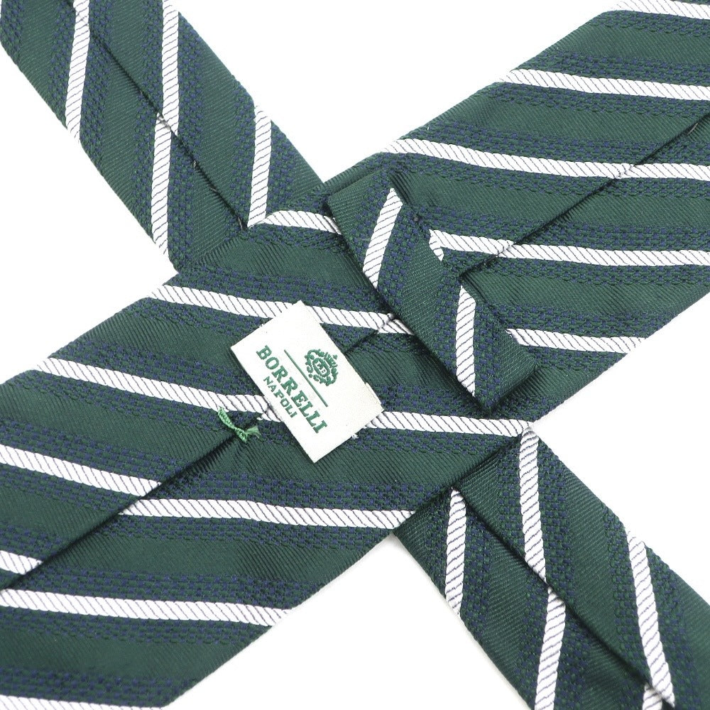 [Used] Luigi Borrelli Striped Tri-Fold Silk Tie Green [GRN] [S/S/A/W] [Condition Rank B] ​​[Men&