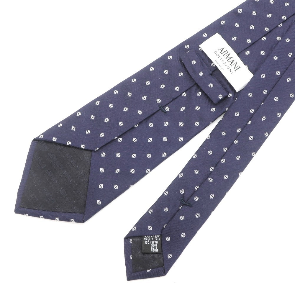 [Used] Armani Collezioni ARMANI COLLEZIONI Small Pattern Tri-Fold Silk Tie Navy [NVY] [S/S/A/W] [Condition Rank B] ​​[Men&