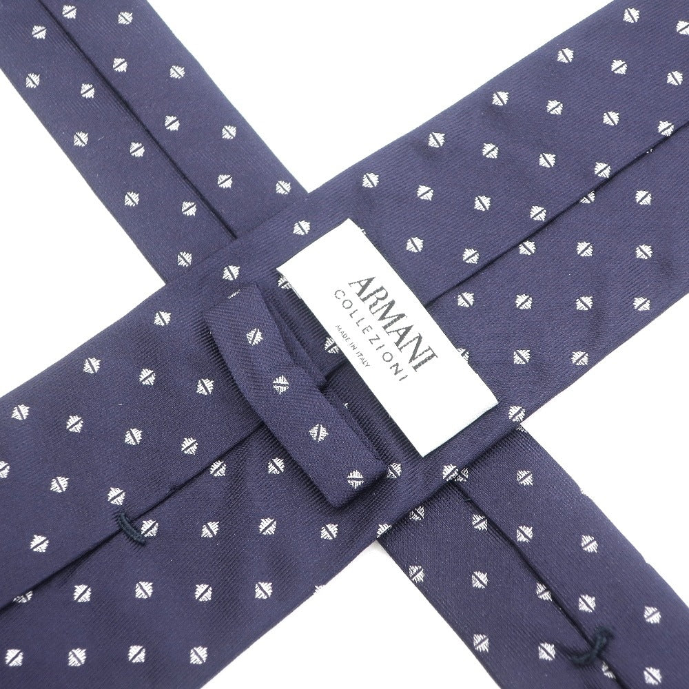 [Used] Armani Collezioni ARMANI COLLEZIONI Small Pattern Tri-Fold Silk Tie Navy [NVY] [S/S/A/W] [Condition Rank B] ​​[Men&