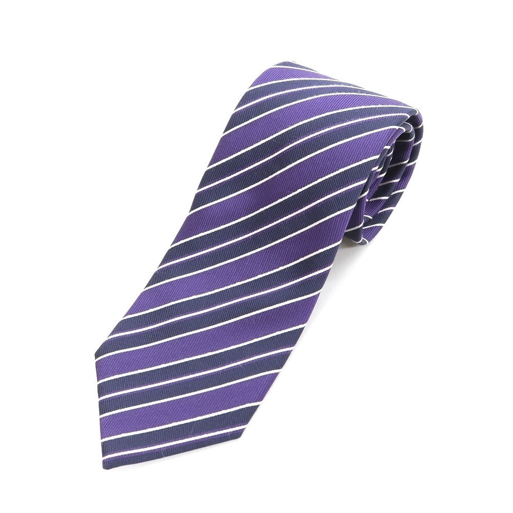 [Used] Ermenegildo Zegna Striped Tri-Fold Silk Tie Purple x Navy [PUP] [S/S/A/W] [Condition Rank B] ​​[Men&